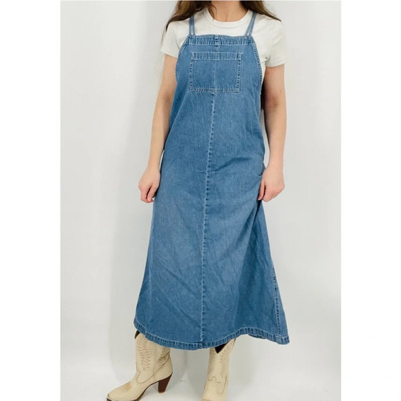 vintage coastal cowgirl cottagecore denim pullover dress minimalist size S - Picture 7 of 8
